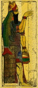 Pictură antică a lui Dagon, zeul-pește